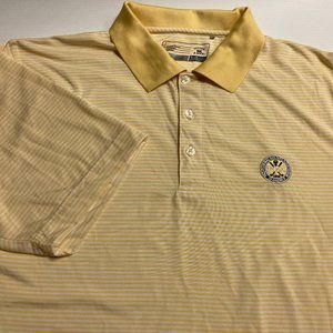 Cutter & Buck Yellow White Striped Men's PGA Golf Shirt Size XL DryTec Polyester